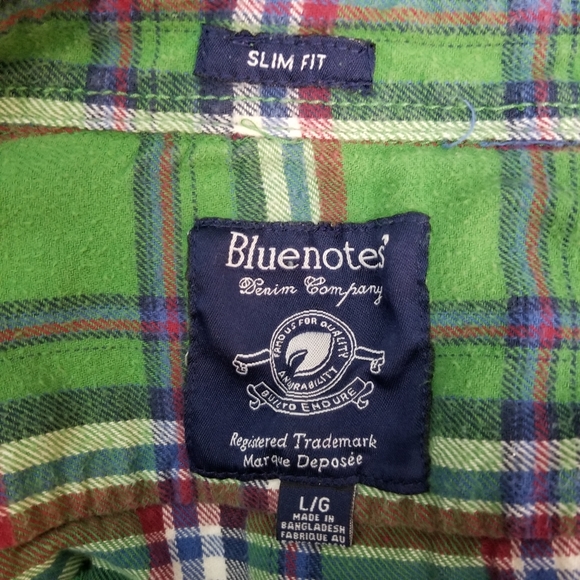 Bluenotes M Green Plaid Flannel Button-Down Shirt - Picture 6 of 8